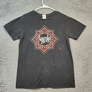 Lamb of God Shirt Mens Medium Black Band Tee Metal Bay Island Sportswear Stains